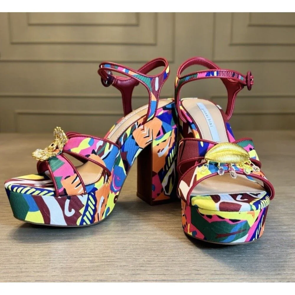 GIANNI BINI Beaux Whismsical Mismatch Platform Dress Sandals . Size 7.5